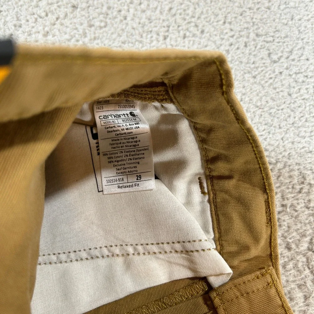 Carhartt Mens 29 Rugged Flex Relaxed‎ Fit Canvas Work Short Tan B52514-M 10